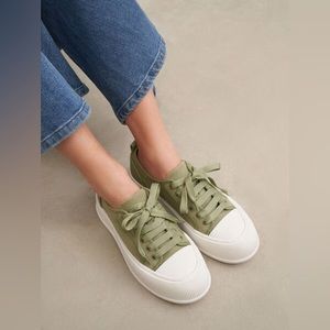 Charles & Keith. Olive Green Platform Sneakers. Size 9